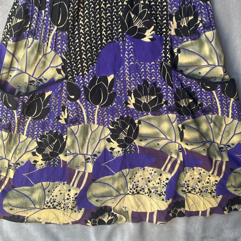 Free people floral dress race back crochet purple black beige - Picture 5 of 8